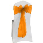 10 Stück glänzende orangefarbene Organza-Stuhlschärpen - Image 4